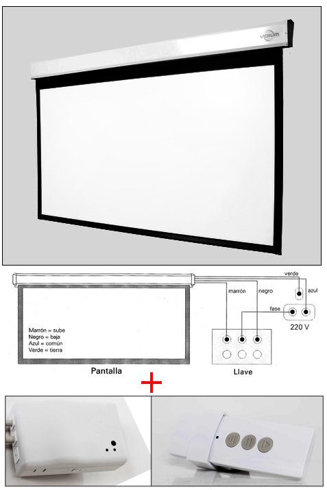 Pantalla de proyección para colgar de 400 x 225 cm (16/9), motorizada, con control remoto cableado GS180WS