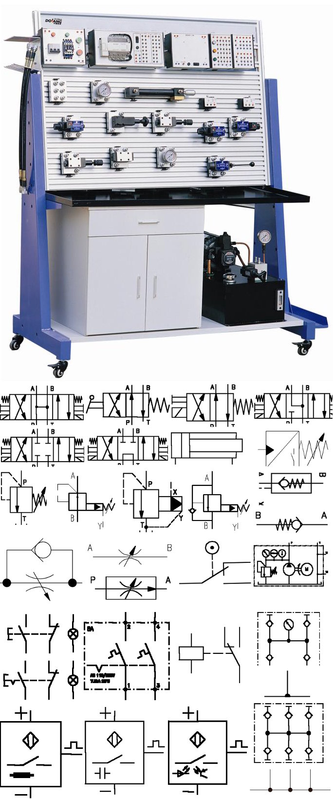 Banco de entrenamiento avanzado sobre hidráulica y electrohidráulica DLYY-DH202