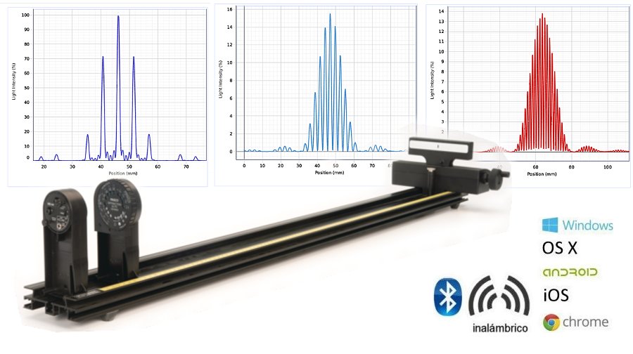 Equipo para estudios de difracción e interferencia, con escáner digital de patrones, enlace inalámbrico y riel óptico OS-8439