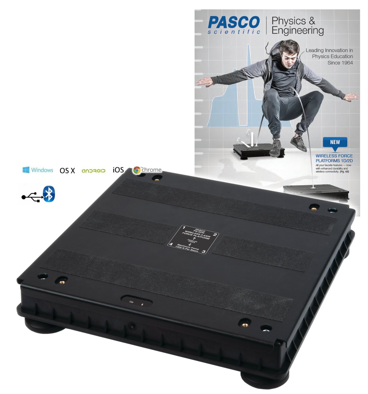 Plataforma para Medir Fuerzas de Reacción Vertical y Horizontal en saltos y otros gestos deportivos, inalámbrica PS-3230