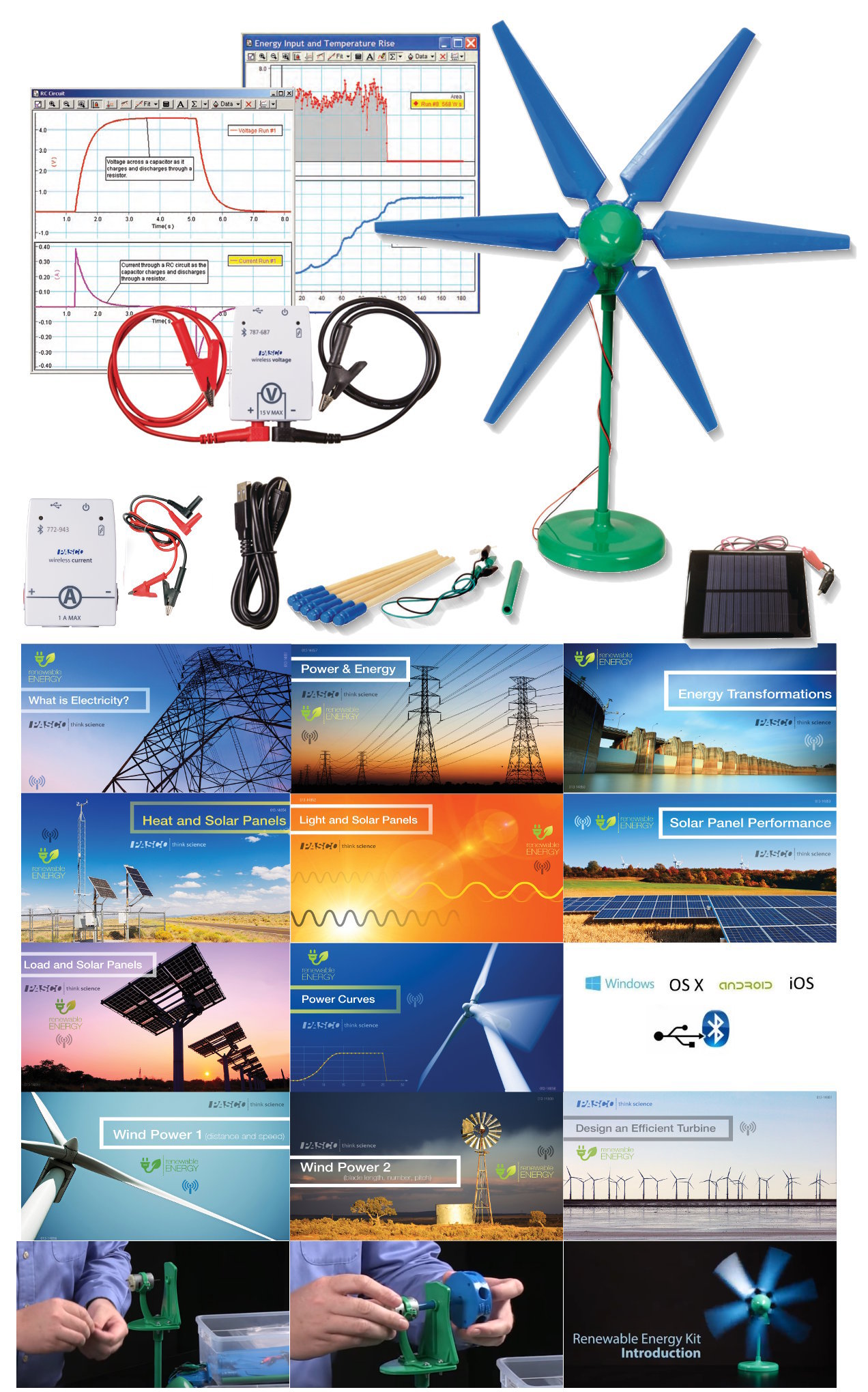 Conjunto básico para el estudio de Energías Renovables, con sensores PS-7612A