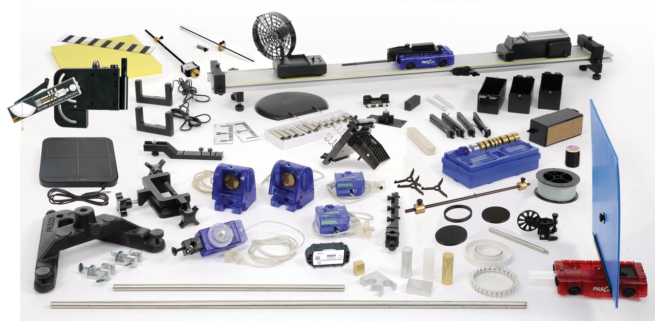 Conjunto de equipos y sensores para estudiar experimentalmente mecánica con una interfase 850 UI-5801C