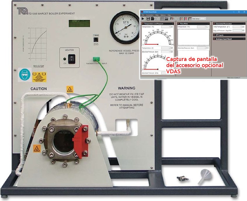 Caldera de Marcet para estudiar la relación Presión vs Temperatura del vapor de agua saturado TD1006